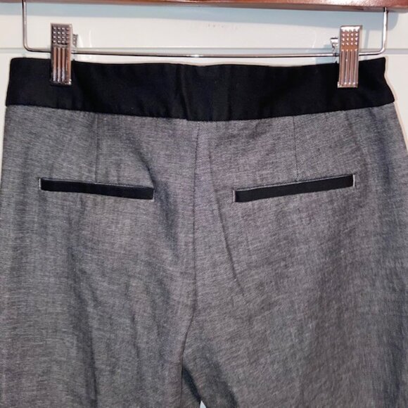 Express Editor 00R Grey Cropped Trousers with Black Trim Waistband & Back Pocket - Picture 7 of 7